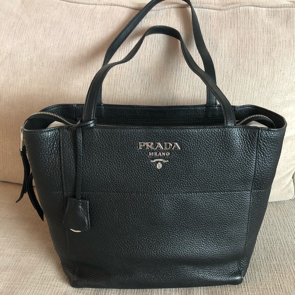 Black Leather Prada Handbag Tote